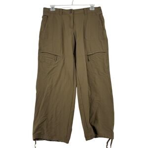 Exofficio Pants Size 14 Brown Stretch Nylon Cinch Ankle Hiking Camping Outdoors